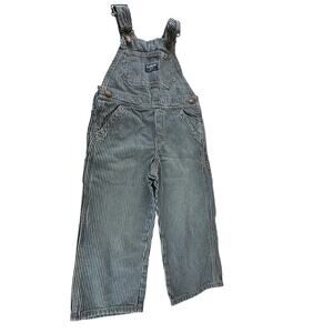 OshKosh B’gosh Toddler Railroad Stripe Overalls Size‎ 3 Vintage Blue Denim